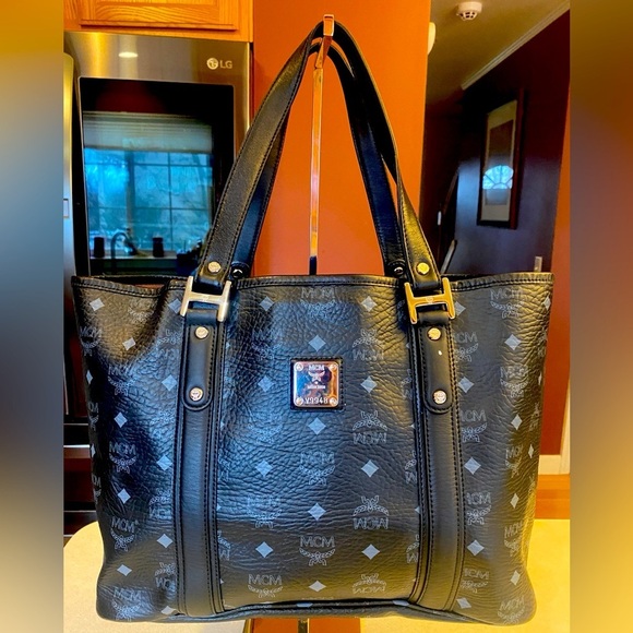 MCM Black & Blue Tote w/Unbranded Insert & Dust Bag, EUC - Picture 1 of 15